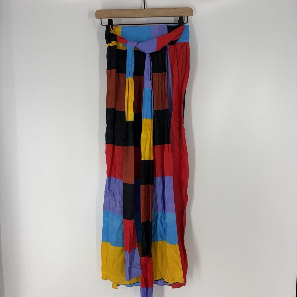 Mara Hoffman Swim Skirt Small Stripe Resort Beach Maxi Wrap Coverup Rainbow